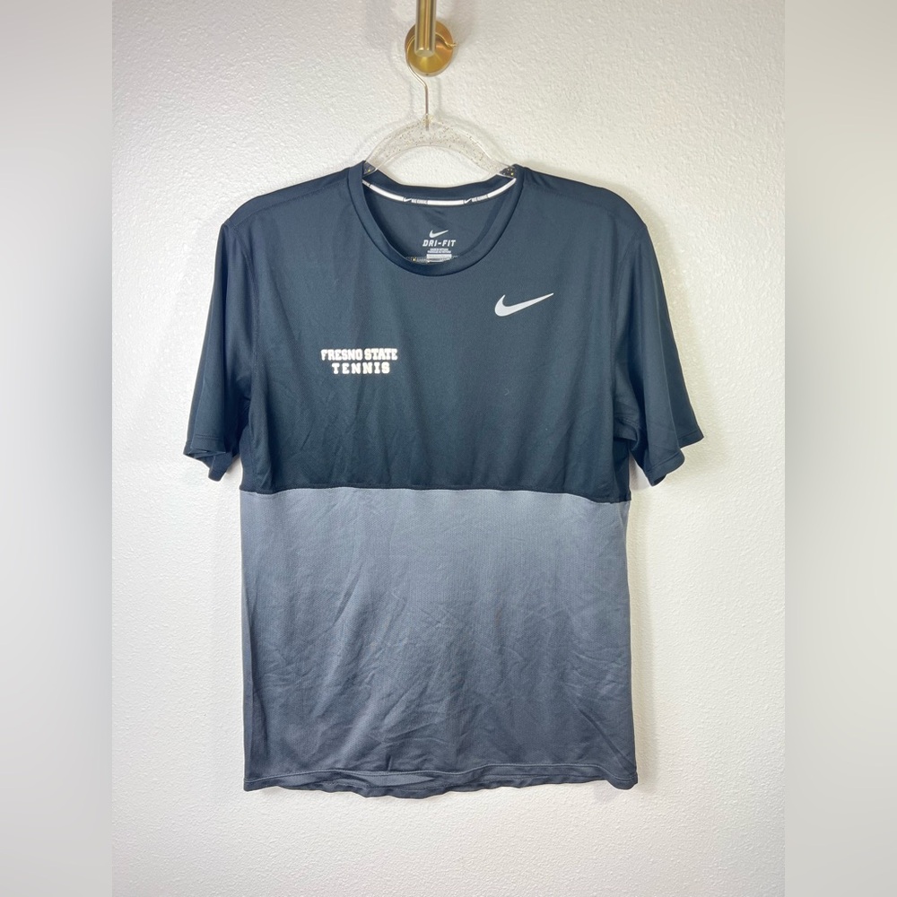 Nike UNISEX Fresno State University Tennis Black and Gray Dri-Fit Tee Sz L
